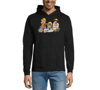 Adorable Cats Dressed As Construction Supervisors Felpa con cappuccio unisex in misto cotone nero, Nero , XXL