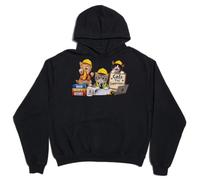 Adorable Cats Dressed As Construction Supervisors - Felpa unisex oversize in misto cotone pesante, con cappuccio, colore: nero, Nero , XS Plus