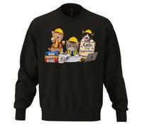 Adorable Cats Dressed As Construction Supervisors Felpa unisex oversize in misto cotone pesante nera, Nero , 3XL Plus