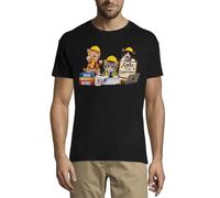 Adorable Cats Dressed As Construction Supervisors T-shirt girocollo da uomo in cotone nero, Nero , 3XL