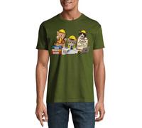 Adorable Cats Dressed As Construction Supervisors T-shirt girocollo da uomo in cotone verde cacciatore, Verde cacciatore, L