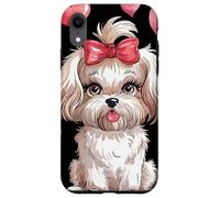 Adorable Fluffy Puppy With Pink Bow Cartoon Animal Lovers Custodia per iPhone XR