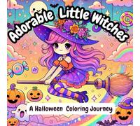 Adorable Little Witches: A Halloween Coloring Journey: 40 Cute and Spooky Kawaii Witch Coloring Pages for Kids Ages 4-8
