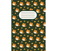 Adorable Orange Lucky Cat With Green Background: Lined Notebook / Journal With 120 Pages