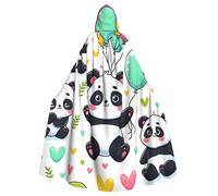 Adorable-Pandas-Colorful-Balloons, mantello con cappuccio da strega, costume di Halloween con cappuccio