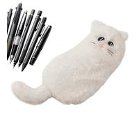 Adorable Pencil Case - Plush Organizer, Cat Pen Case for Kids, Zippered Plush Pencil Pouch with Spacious Zipper Compartment, Soft Pencils Organizer, Kids Pouch Ideal for Students, bianco