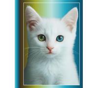 Adorable White Kitten With Odd Eyes Blue & Green: Lined Journal 8.5” x 11” with Blue Margin - Perfect for Cat Lovers and Animal Enthusiasts