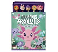 Adorables axolotls: Bloc de coloriage et activités. Plus de 30 activités + 5 crayons avec gomme !