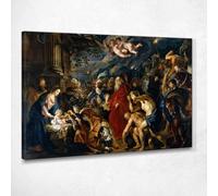 Adorazione Dei Magi Peter Paul Rubens, ppr16 quadro stampato su tela, fine art, assemblato pronto da appendere 100x70 cm