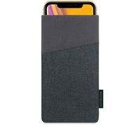 Adore June Clive Custodia Compatibile con iPhone XR, Borsa Tessuto con Tasca Extra e Display di Pulizia Effetto, Nero/Grigio