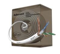 Adoreen Bulk - Cavo Ethernet Cat 6, 90 m, bianco, scatola facile da tirare, solido 24 AWG CCA, 10 Gbps 550 Mhz, POE, morbido, flessibile, liscio, senza grovigli, cavo di rete Internet UTP, conteggio
