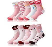 Adorel Calzini Calze Divertenti Cotone Bambina 10 Paia Coniglietto e Cavallo Rosa 27-30 (Dimensioni del produttore L)