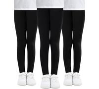 Adorel Leggings Pantaloni Cotone Bambina Confezione da 3 Nero 6-7 Anni (Dimensione del Produttore 130)