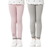 Adorel Leggings Pantaloni Lunghi Cotone Gatto Bambina Confezione da 2 Rosa e Grigio 7 Anni (Dimensione del Produttore 130)