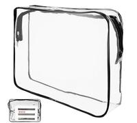 Adorila Borsa trasparente per accessori per mixer, supporto in PVC, organizer con cerniera (nero)