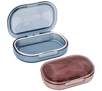 Adorila Confezione da 2 contenitori per cotton fioc da viaggio, organizer portatile per cravatte per capelli con coperchio, dispenser per filo interdentale, organizer per accessori per capelli (rosa