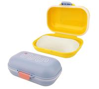 Adorila Confezione da 2 contenitori per sapone da viaggio a tenuta stagna, portasapone portatile con strato drenante rimovibile, portasapone per bagno, doccia, palestra (giallo e blu)