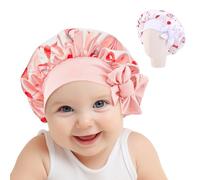 Adorila Confezione da 2 cuffie per capelli in seta satinata, regolabili, con elastico per dormire, a doppio strato, per adolescenti (rosso, bianco)