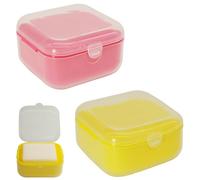 Adorila Confezione da 2 piccoli portasapone da viaggio con coperchio, a prova di perdite, con perforazione, portasapone portatile per bagno (giallo, rosa)