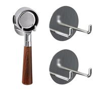 Adorila Confezione da 2 portafiltri da parete per caffè, in acciaio inox, autoadesivi, per portafiltro per macchina da caffè espresso da 51 mm, 53 mm, 58 mm (argento)