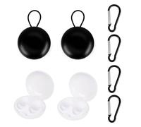 Adorila Confezione da 4 custodie per tappi per le orecchie, portatili e piccoli, con portachiavi, impermeabili, da viaggio, organizer per tappi per auricolari, nero, bianco, Taglia unica, Auricolari