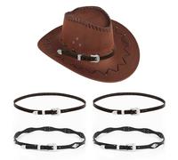Adorila Confezione da 4 fasce per cappello da cowboy con strass, regolabile, per cappello da cowgirl, gioielli per donne e uomini, nero, taglia unica
