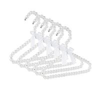 Adorila Confezione da 5 grucce con perle per bambini, piccole perline con fiocco, eleganti grucce standard per bambini e cani (bianco)