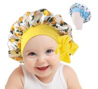 Adorila Cuffia per capelli in raso e seta, regolabile, con elastico a doppio strato, per bambini, confezione da 2 (giallo, blu)