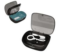 Adorila Custodia protettiva a doppio strato con specchio, custodia portatile, custodia protettiva per la bocca con strumento di rimozione, spazzola per la pulizia, masticazione della cintura (nero)