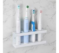 Adorila Portaspazzolino elettrico a parete, con 4 scomparti portaspazzolino con piatto a diatomite, compatibile con AquaSonic Black Series, Kingheroes Sonic, Oral-B (grigio)