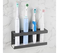 Adorila Portaspazzolino Elettrico a Parete, con 4 Scomparti portaspazzolino con Piatto a diatomite, Compatibile con AquaSonic Black Series, Kingheroes Sonic, Oral-B (Grigio)