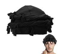 Adorila Turbante in Cotone Durag Foderato in Raso, Turbante dal Design Unico per Uomini e Donne, Berretto con Nappe per Vita Casual (Nero)