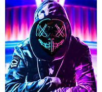Adorling Maschera Led Halloween Maschera Maschera The Purge Maschera di Halloween, Maschera di spurgo a LED, Maschera di Halloween Spaventosa Maschera di Halloween per Adulti, Uomini e Donne