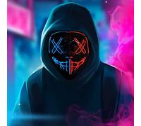 Adorling Maschera Led Halloween Maschera Maschera The Purge Maschera di Halloween, Maschera di spurgo a LED, Maschera di Halloween Spaventosa Maschera di Halloween per Adulti, Uomini e Donne