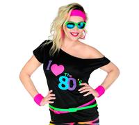 Adoro gli anni '80, maglietta nera "I Love Disco", taglia L/XL.