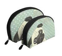 Adoro i carlini, Borsa per trucco a conchiglia Portamonete da donna Borsa da toilette piccola Borsa per cosmetici 2 pezzi