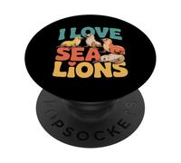 Adoro i leoni marini, simpatici animali marini PopSockets PopGrip Adesivo