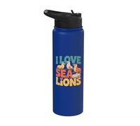 Adoro i leoni marini, simpatici animali marini Stainless Steel Insulated Water Bottle