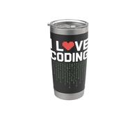 Adoro i programmatori Coding Pixel Heart Bicchiere termico in acciaio inox doppia parete