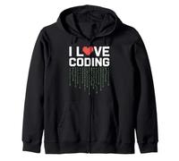 Adoro i programmatori Coding Pixel Heart Felpa con Cappuccio