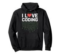 Adoro i programmatori Coding Pixel Heart Felpa con Cappuccio