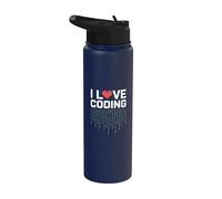 Adoro i programmatori Coding Pixel Heart Stainless Steel Insulated Water Bottle