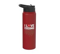 Adoro i programmatori Coding Pixel Heart Stainless Steel Insulated Water Bottle