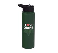 Adoro i programmatori Coding Pixel Heart Stainless Steel Insulated Water Bottle