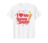 Adoro Il Mio Sugar Daddy Magliette Divertenti Regali per la Festa del papà per papà Maglietta con Grafica e Frase sul Cuore