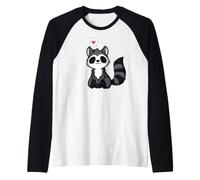 Adoro Il Simpatico Procione Kawaii Maglia con Maniche Raglan