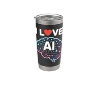 Adoro la progettazione tecnologica del cervello neurale con intelligenza artificiale Bicchiere termico in acciaio inox doppia parete