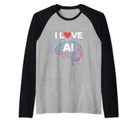 Adoro la Progettazione tecnologica del Cervello neurale con intelligenza Artificiale Maglia con Maniche Raglan