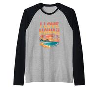 Adoro l'avventura al Tramonto Tropicale delle Hawaii Maglia con Maniche Raglan