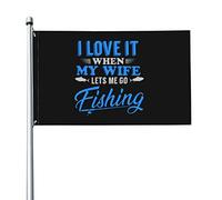 Adoro Quando Mia Moglie Mi Lascia Andare A Pescare Garden Flag Con 2 Occhielli Bandiere Da Giardino Divertente Bandiera Da Cortile Per Fattoria Esterni Interni 90X150Cm